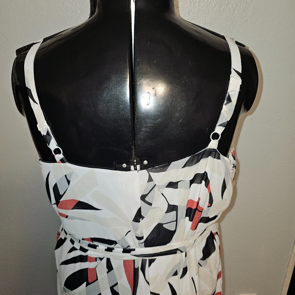 #144 Lane Bryant Geometric Ruffle Neckline Sleeveless Maxi Dress Size 18/20 2X - Picture 6 of 8